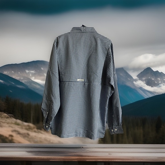 Habit Blue Check Mens Shirt Sz Medium Long Sleeve 40 + Solar Factor NWOT - Picture 2 of 7